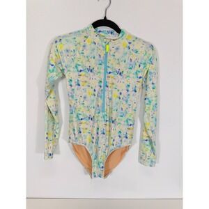 J.Crew Crewcuts Girls Rash‎ Guard One Piece Long Sleeve Tie Dye Swimsuit Size 14